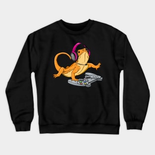 Bearded Dragon Headphones Video Game Crewneck Sweatshirt